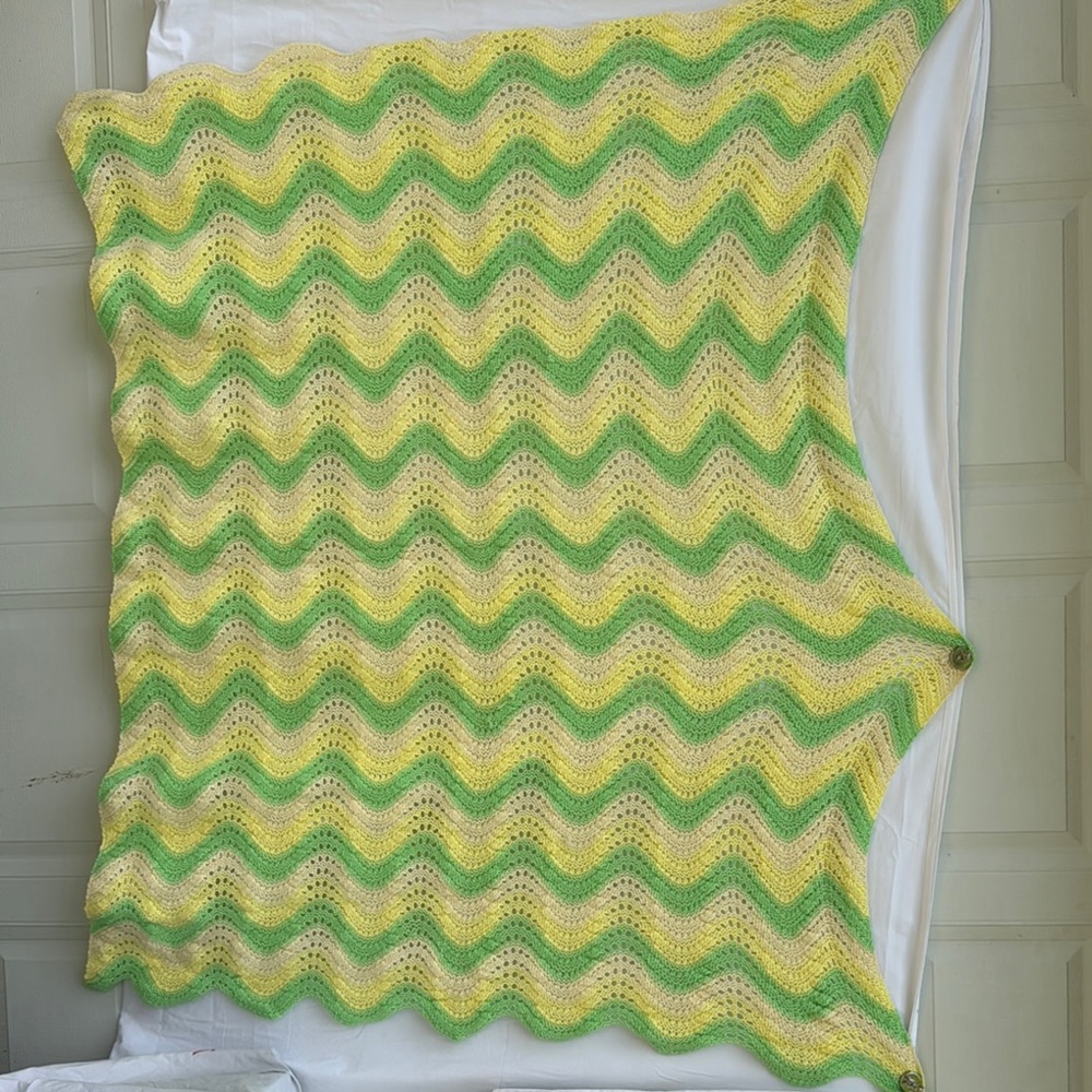 Vtg Chevron‎ Afghan Crochet Blanket Roseanne 67" 51" Granny Blanket Big Bang